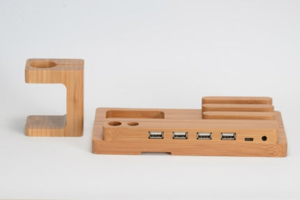 Wooden bracket multi-function flat cell phone base