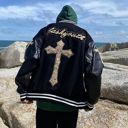 Retro Cross Embroidered Baseball Uniform Men And Women