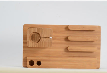 Wooden bracket multi-function flat cell phone base