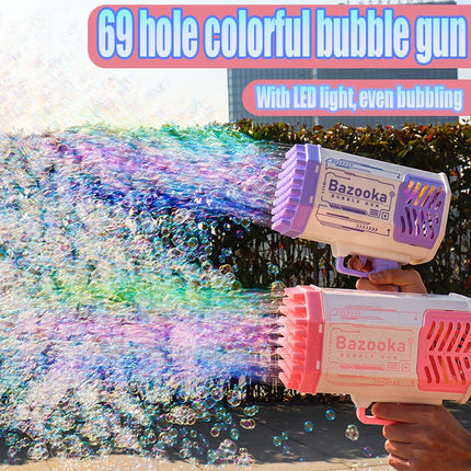 Kids bubble gun toy with LED lights for outdoor play