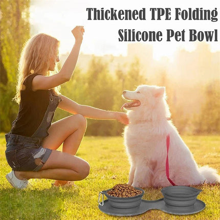 Rubber Foldable Double Bowl for Pet