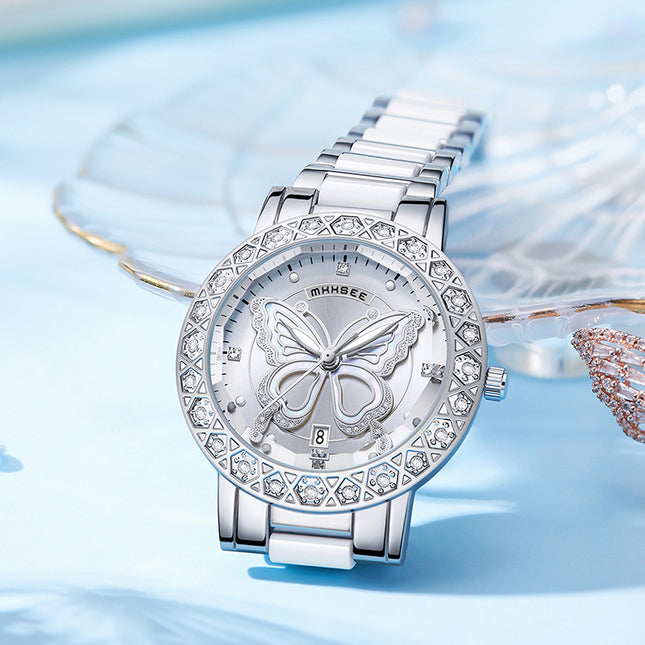 Butterfly Diamond-encrusted Luxury Women's Watch