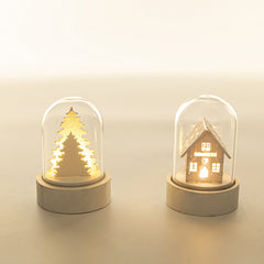 Luminous Wooden House Christmas Ornaments