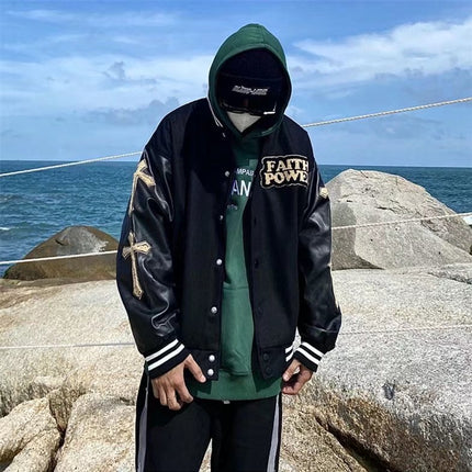 Retro Cross Embroidered Baseball Uniform Men And Women