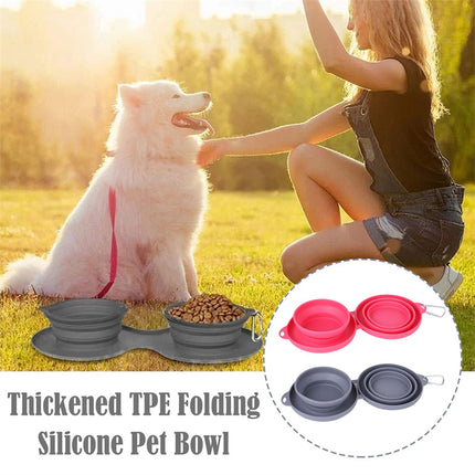 Rubber Foldable Double Bowl for Pet