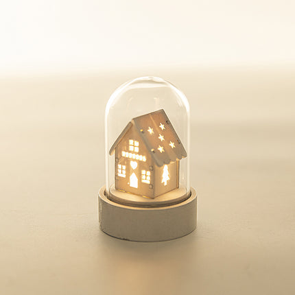 Luminous Wooden House Christmas Ornaments