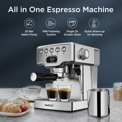 Geek Chef 20 bar espresso machine with milk frother