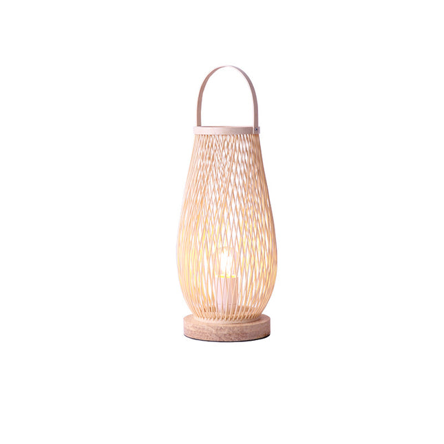 Minimalist bamboo weaving bedside light