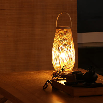 Japanese style bamboo bedside lamp with minimalist design