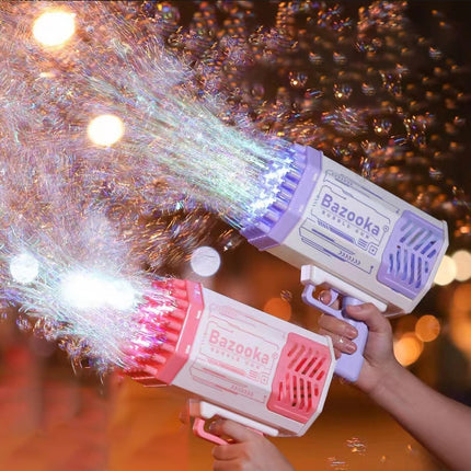 Bubble gun rocket toy creating thousands of bubbles